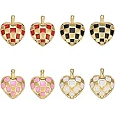 COGCHARGER 8 Pieces Heart Enamel Charm Pendant Brass Enamel Love Charm Long-Lasting Plated Pendant for Jewelry Necklace Bracelet Earring Making Crafts