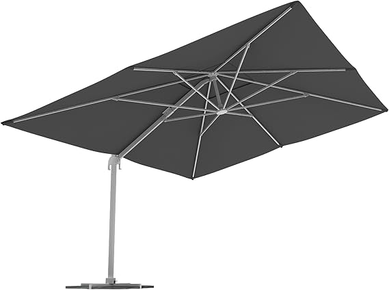 Paramondo Parapenda Parasol A Mat Excentre Parasol Deporte Pour Jardin 4x3m Rectangulaire Gris Compris L Armature Et Le Pied Forant Blanc Amazon Fr Jardin