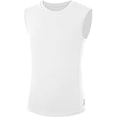 RIKUAOU Boys Compression Shirt,Youth Sleeveless Athletic Tank Tops,Football Undershirt Wicking Sport Kids