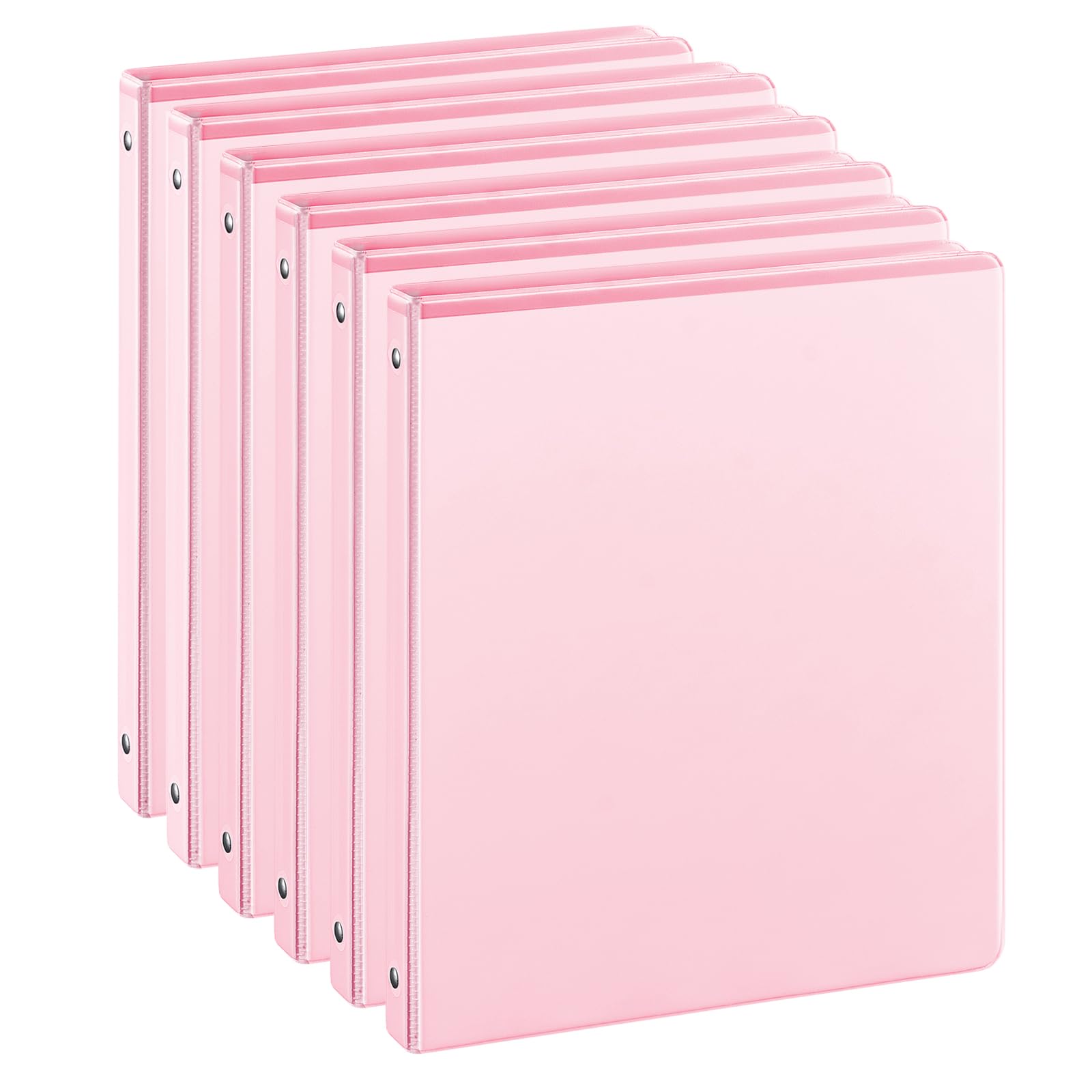 Photo 1 of 0.5-inch 3-Ring Binder with 2 Interior Pockets, 0.5'' Basic Binders Holds US Letter Size 8.5'' x 11''for Office/Home/Back to School, 6 Pack (Pink)