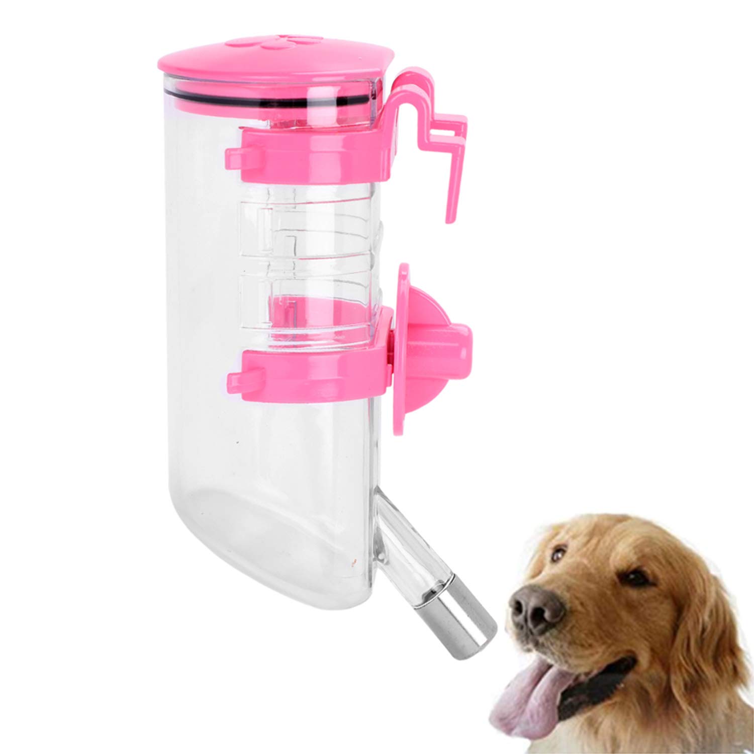 Dog Crate Water Bottle Portable Pet Water Dispenser Cat Cage Drinker Kettle Hanging Puppy Kennel Crate Automatic Drinking Fountain for Small Medium Large Dog Cat Rabbit 350ml