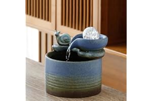 ANDADY Ceramic Tabletop Fountain for Indoor and Home Decoration Table Desk Office Patio