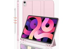 iMieet iPad Air 11 Inch Case 2024 (6th Generation), iPad Air 5th Generation Case 2022/4th Generation Case 2020 10.9 Inch with Pencil Holder, Trifold Stand Smart Case (Pink)