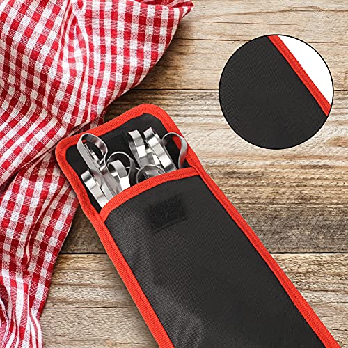 HAKSEN Stainless Steel Skewers, 12PCS 17inches Flat Metal Barbecue Skewers for Shrimps Meat Chicken Vegetables, BBQ (Plus Skewer Tip Covers, 1PC Scouring Pad and 1PC Storage Bag)