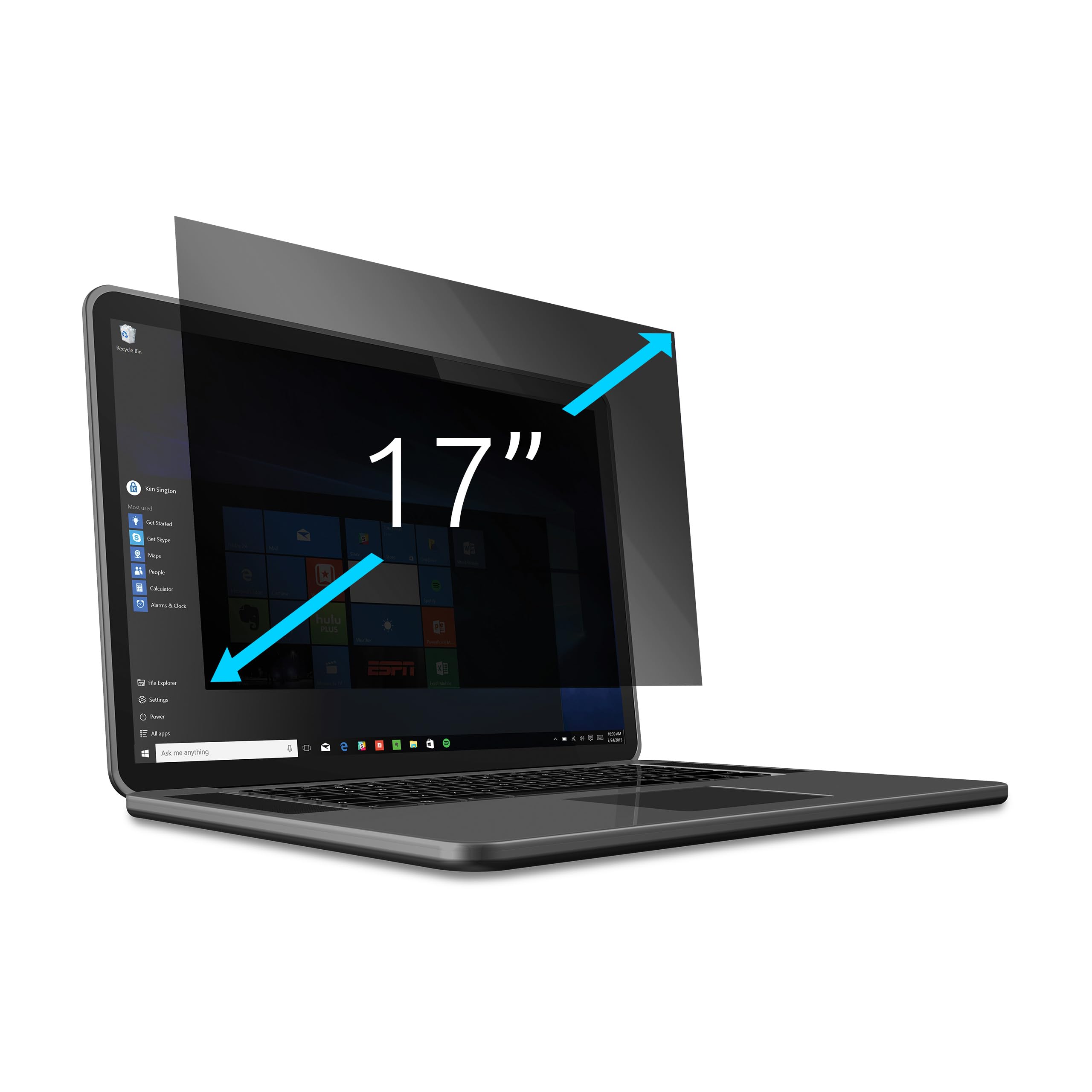 Kensington laptop Screen Privacy Filter 17 Inch, 16: 10, protector hides personal and confidential information supports Dell, HP, Lenovo, ASUS, Acer laptops - reduced blue light via anti-glare coating