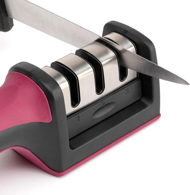Jata HACC4541 - Afiador de Facas Profissional, Adequado para todos os tamanhos, 3 processos de afiação, Punho e base antiderrapantes, Manuseamento simples e confortável, Afiação eficaz