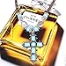 Winson Fashion Jewelry Set Women Blue Turquoise Cross Pendant Necklace Earring Set