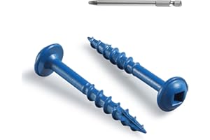 BNUOK Pocket Hole Screws 1 1/4 Inch, 150Pcs, Anti-Rust Blue Coated Pocket Screws #8 x 1-1/4", Exterior Wood Screws, Coarse Thread, Washer Head Square Drive, Self-Tapping Tip, with Drive Bit