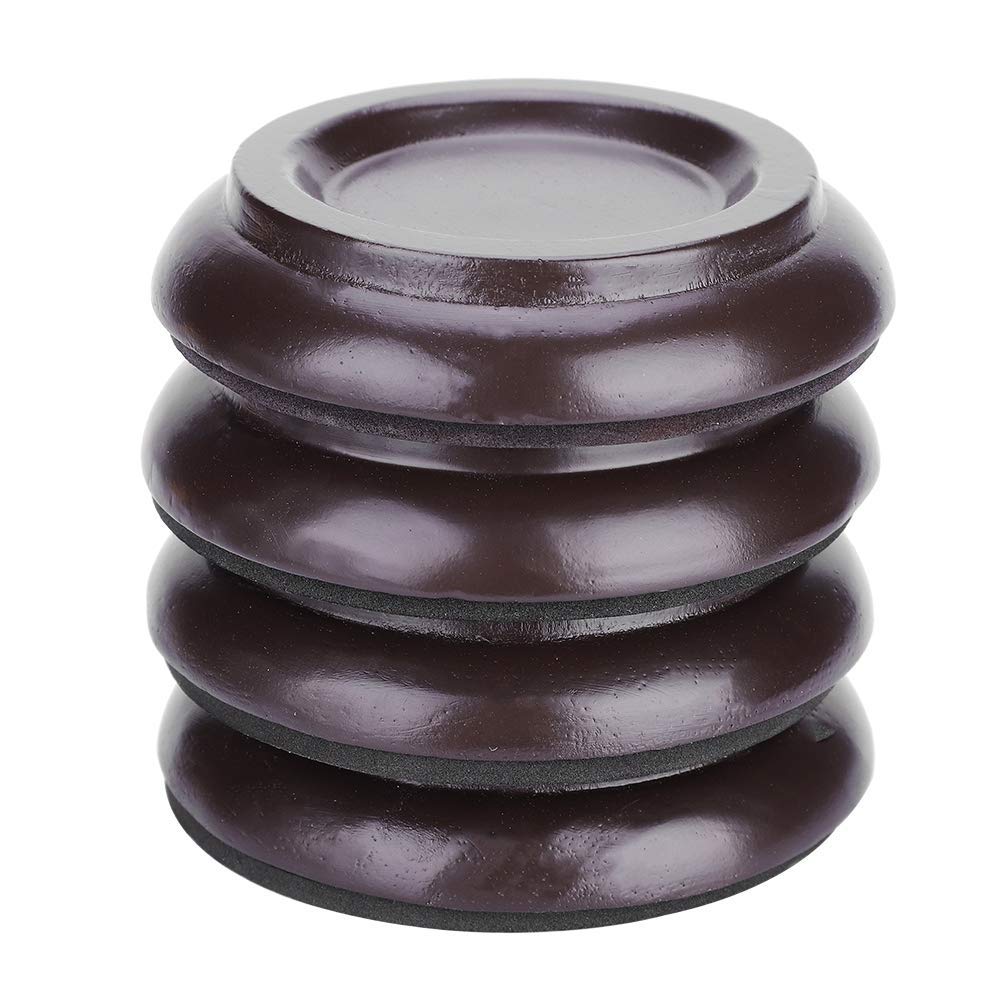 Aramox 4Pcs Piano Caster Cups, Round Beech Wood Piano Caster Cup Foot Pad Set Upright Piano Caster Cups Accessories(Brown)