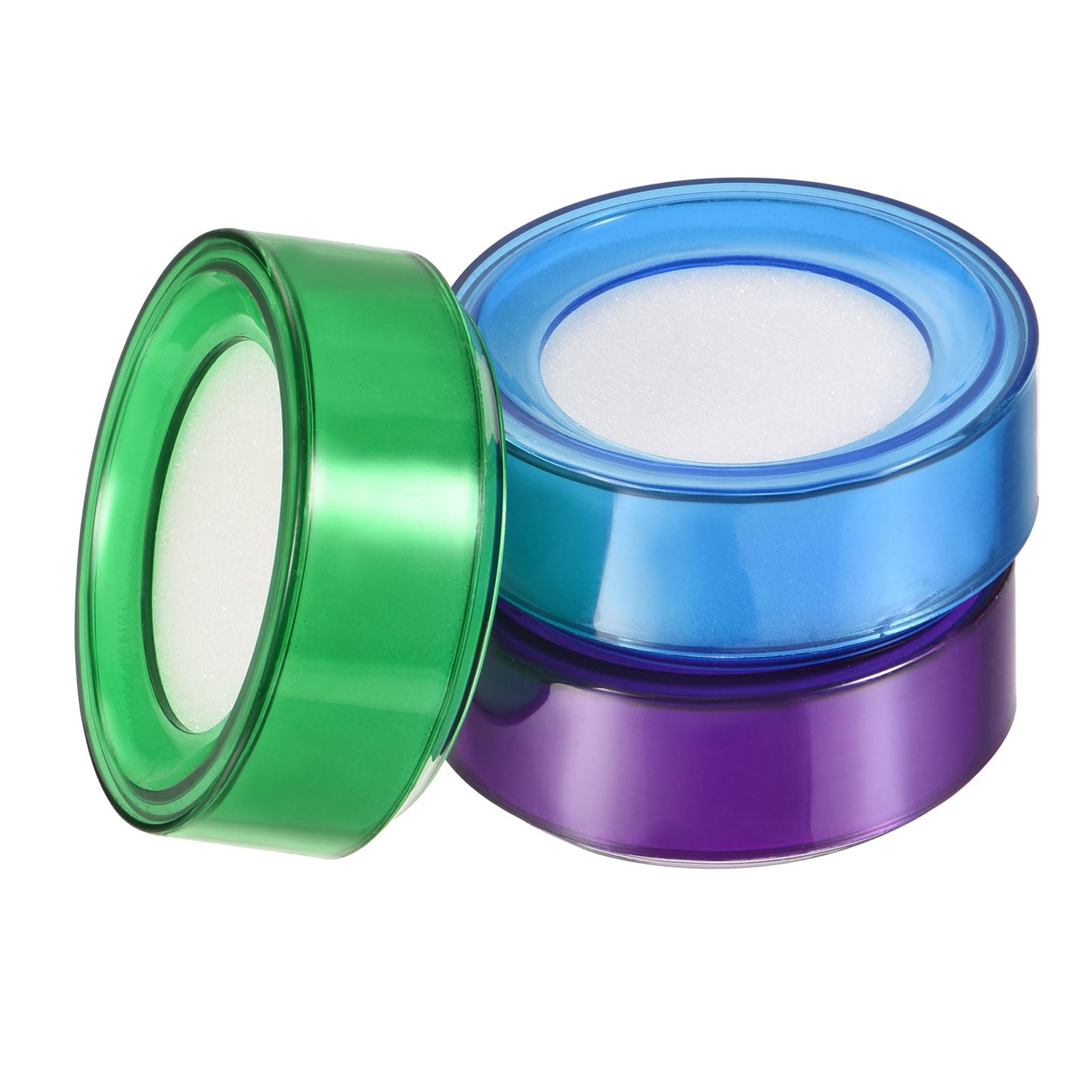 YOKIVE 3 Pcs Finger Wet Sponge, Round Desktop Fingertip Wet Tools | Easy to Use Great for Counting Office Paper Document Bills (Blue Green Purple, 2.7-Inch)