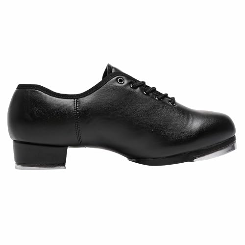 Split Sole Jazz Tap Dance Shoe Black Leather Dance Shoe for Women