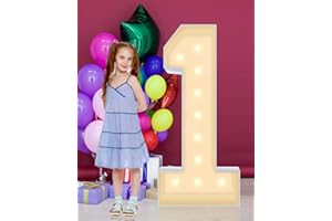 GGPL 4FT Marquee Numbers 1 Sign, Large light up Numbers Party Decoration, No Tools Easy Setup, Corrugated Plastic, Can Be Used for Birthdays,Weddings,Baby Anniversaries (Numbers 1)