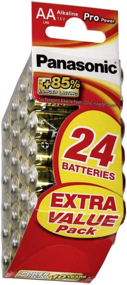 Panasonic Pro Power AA Alkaline Batteries, pack of 24, 1.5V, ideal for devices with medium power consumption LR6PPG/24CD