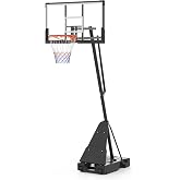48 Inch Portable Basketball Hoop, 4.9-10FT Height Adjustable Basketball Goal System with Wheels&amp; Weighted Base, Shatterproof Polycarbonate Backboard, for Youth &amp; Adults, Outdoor Driveway Pool Court