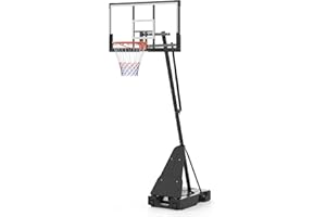 Basketball Hoop 48 Inch Shatterproof PC Backboard, 4.9-10FT Adjustable Basketball Net Outdoor, Portable Basketball Hoop for K