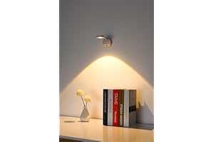 GARTO Spotlight Battery Operated, Motion Sensor Picture Light LED Cat-Eye Bulb Wall Sconce, Stick on Display Accent Lighting Dimmable 360° Rotation Rechargeable for Paintings (White, 1Pack)