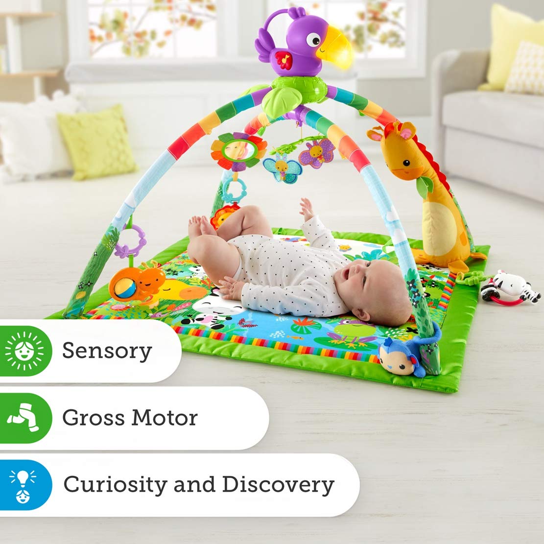 FisherPrice DFP08 Rainforest Gym, Baby Playmat with Music and Lights