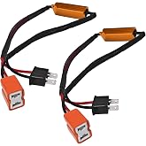 Fkewp 2 PCS H7 Car LED Resistor Kit, 50W 6Ohm Load Resistors Headlight Anti Flicker Error Decoder, Waterproof Car Headlight Resistor Warning Error Canceller to Fix Hyper Flash