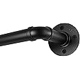 Blackout Industrial Curtain Rods for Windows, 1 Inch Pipe Wrap Around Indoor/Outdoor Room Divider Curtain Rods, 72-144 Inch, Black
