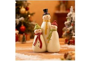 MeritMode Snowman Family Statue Resin - Cute Snowman Family Statue Home Decorative Ornaments Good Wishes Christmas Tabletop Decorations，4.37" H