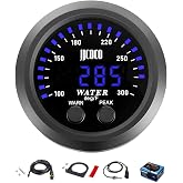 JJCOCO Water Temperature Gauge with 1/8NPT Sensor &amp; Bracket 300&deg;F Digital LED Display Water Coolant Temperature Gauge for Cars Trucks Ships Vehicle Automotive Boat Marine 2&rdquo;/52mm