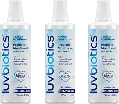 Luv Biotics Alcohol Free Oral Probiotic Mouthwash 3x500ml Xylitol