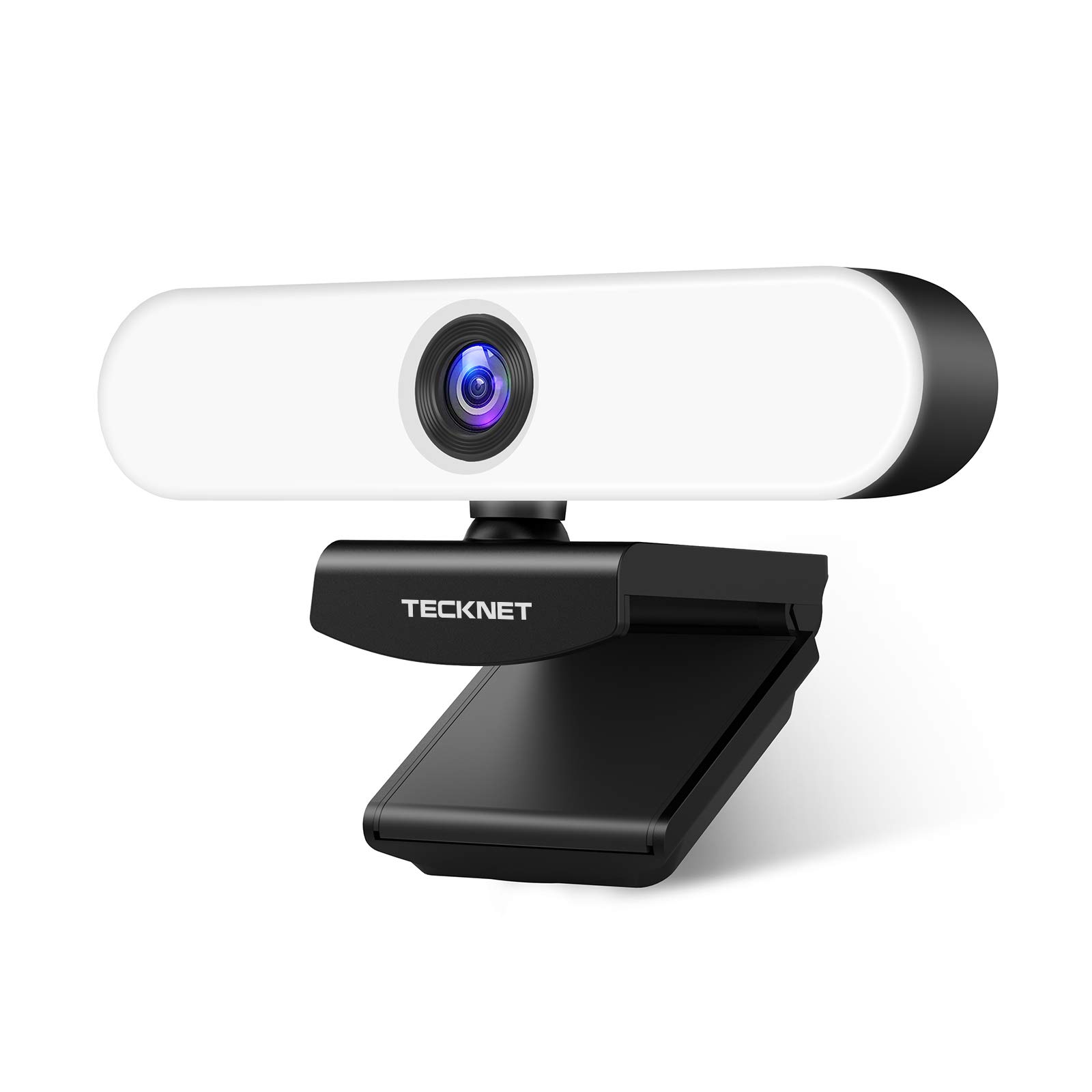 1080P Webcam with Microphone for Desktop, TECKNET Streaming Webcam with 3-Level Brightness Adjustable Ring Light, USB PC Computer Camera for Video Conferencing/Calling/Live Streaming/Online Learning
