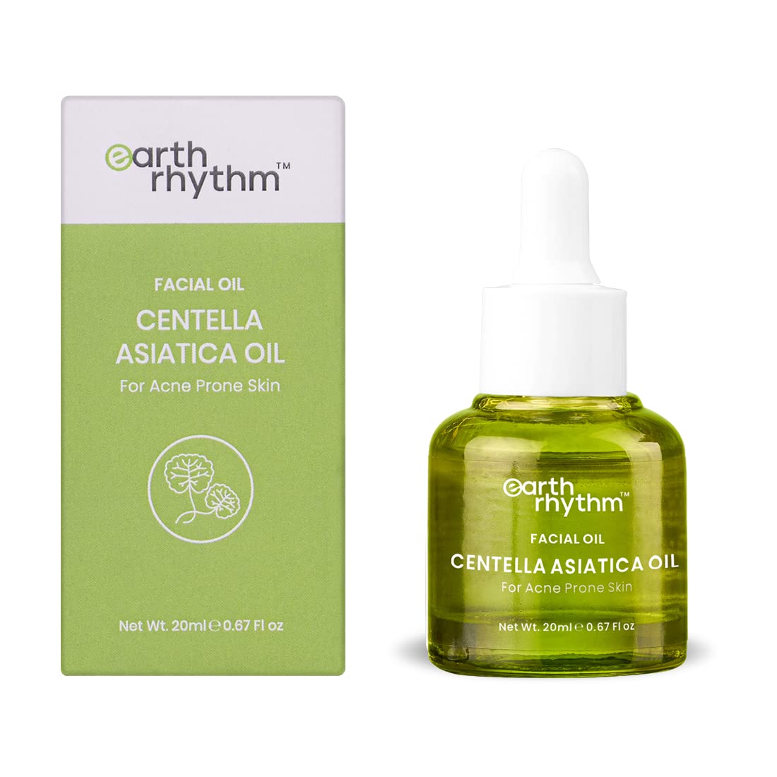 Earth Rhythm Centella Asiatica Face Oil for Acne prone skin | Restores Healthy Glow, Reduces acne & Acne marks, Improves Skin Tone & Pigmentation| Fades Scars, Men & Women - 20ml — image 1