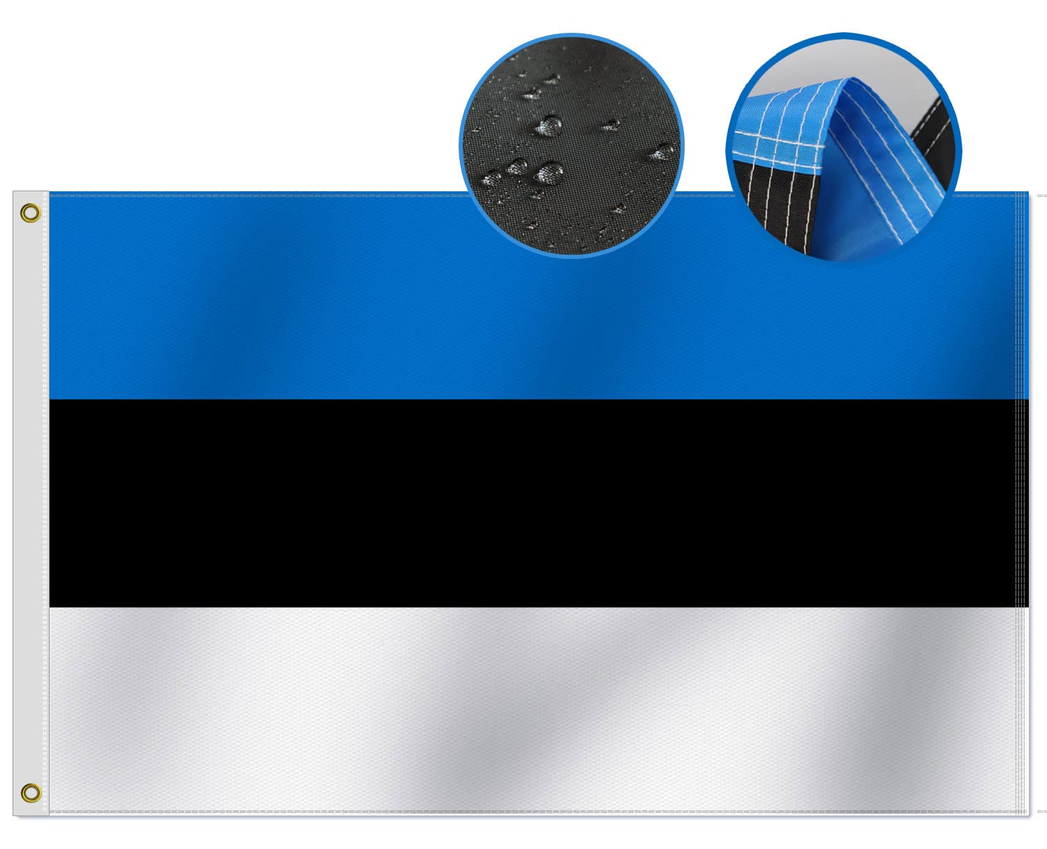 Heavy Duty Estonia Flag 3x5 Ft-Longest Lasting Oxford Nylon 210D | Four Rows Stitching Fly Ends| Estonian Flags Decoration Gift Yard House Banner