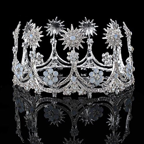 Zebratown Royal Wedding Tiara Bridal Pageant Beauty Contest Rhinestone Tiara Silver Plated Full Crown