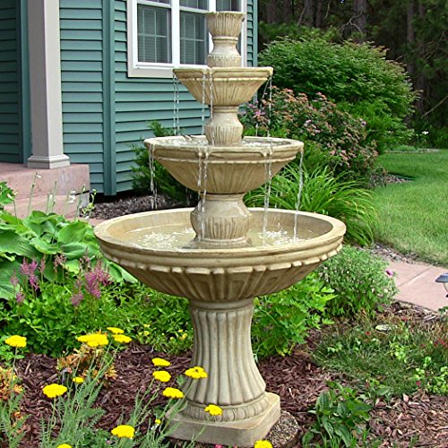 Sunnydaze Classic 3 Tier Designer Outdoor Water Fountain, 55 Inch Tall