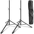 Heavy-Duty DJ Tripod Stands (Pair) with Bag by AxcessAbles| Adjustable Height 42” to 72" PA Speaker Stands| 80lb Portable PA Stands Compatible with Powered Speakers (SSB-101)