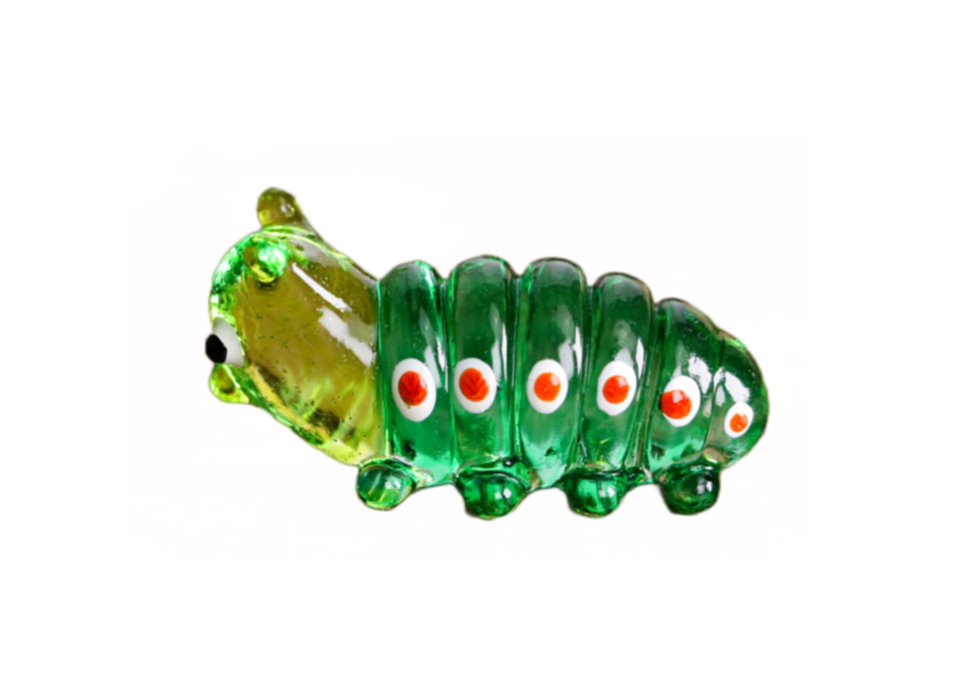 redchocol8® Handmade Green Little Small Tiny Glass Caterpillar Garden Decor Ornament Gift Terrarium Mini