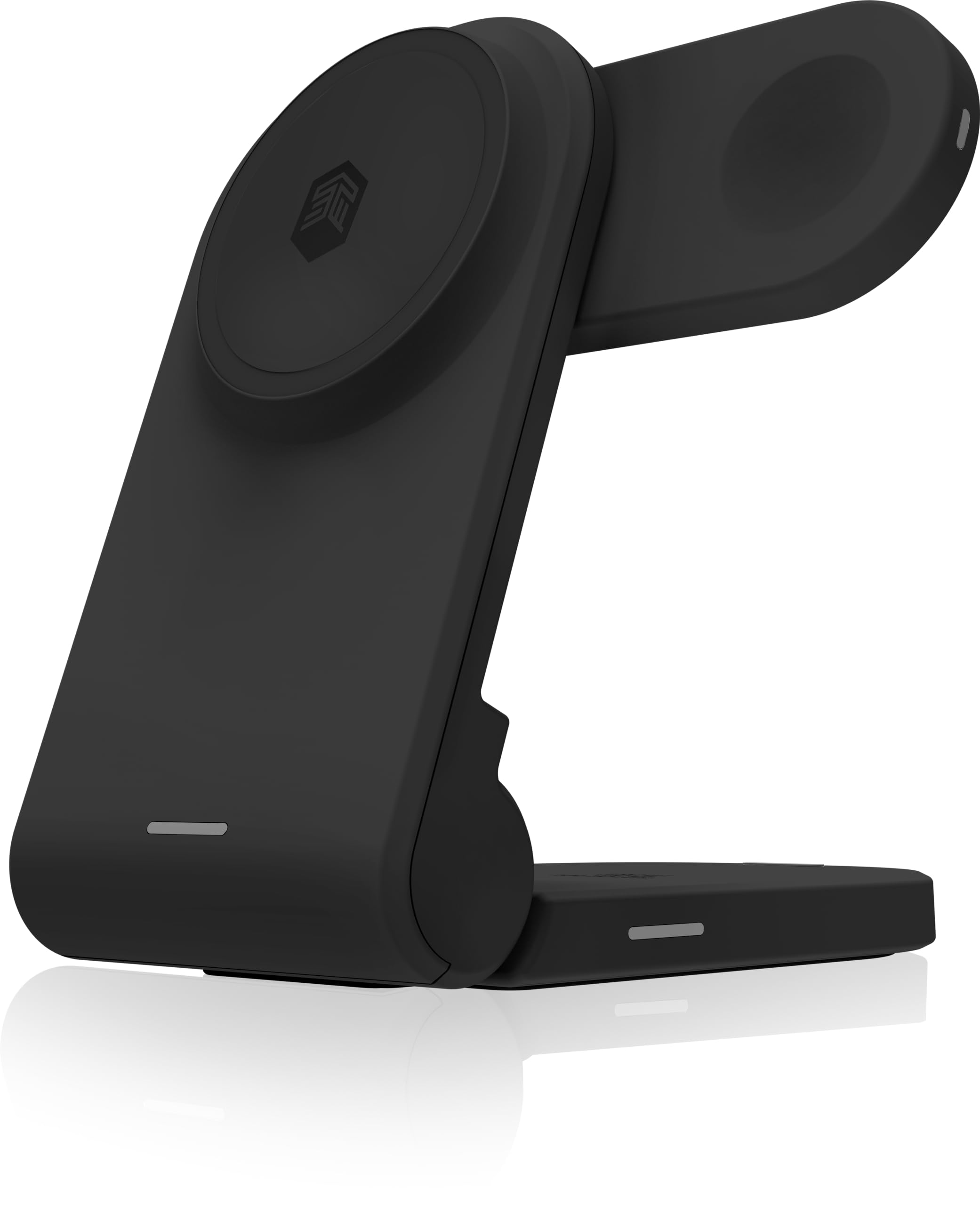 Photo 1 of STM ChargeTree Mag: 3-in-1 MagSafe Wireless Charging Station for iPhone 16, 15, 14, 13, & 12 Series, Apple Watch, and AirPods - Foldable and Space-Saving Dock - Black