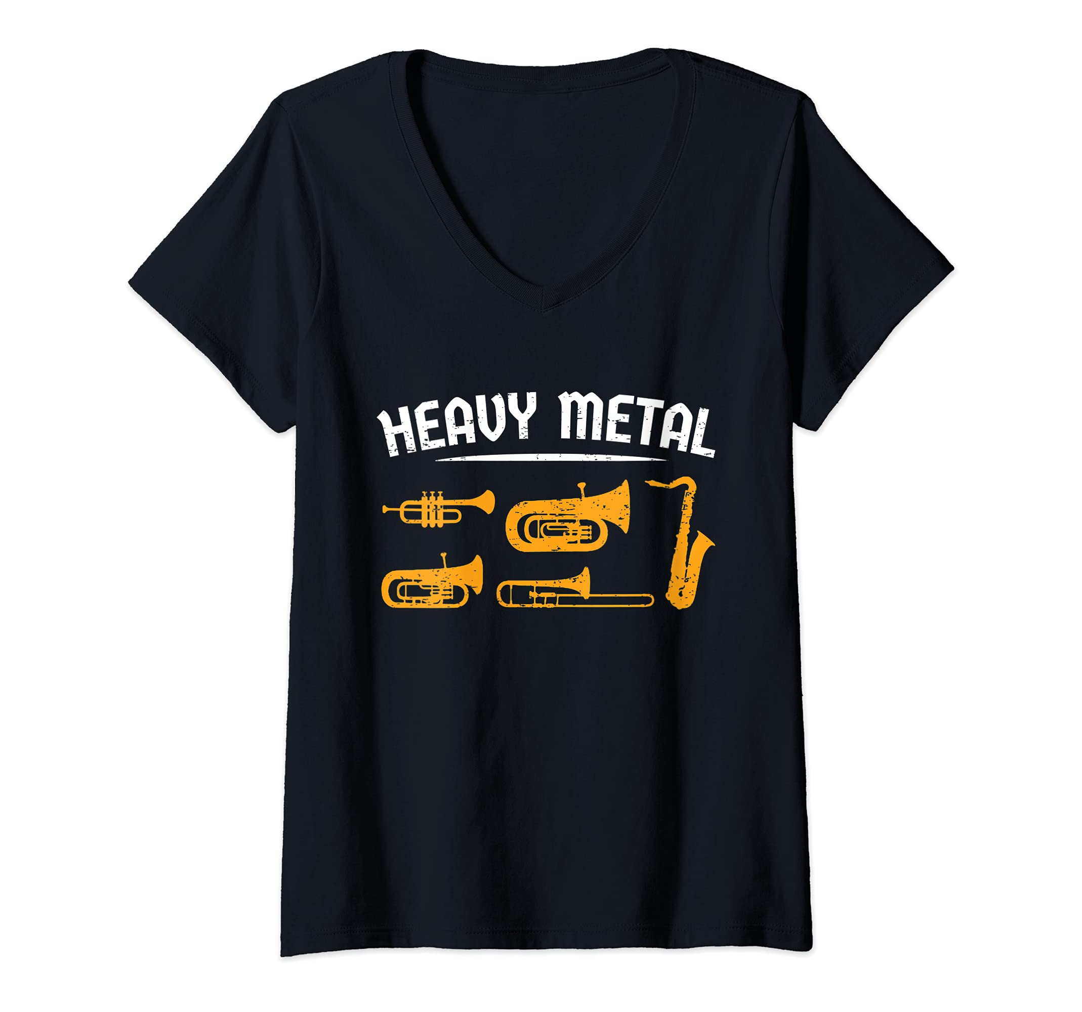 Womens Funny Marching Band Brass Player Trumpet Trombone Bass Tuba V-Neck T-Shirt