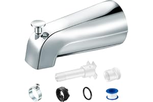 Enhon Tub Spout, Universal Fits 1/2'' Copper Pipe, 1/2'' IPS and 3/4'' IPS, Bathroom Bathtub Tub Faucet Replacement with Adapters (with Diverter,Chrome)
