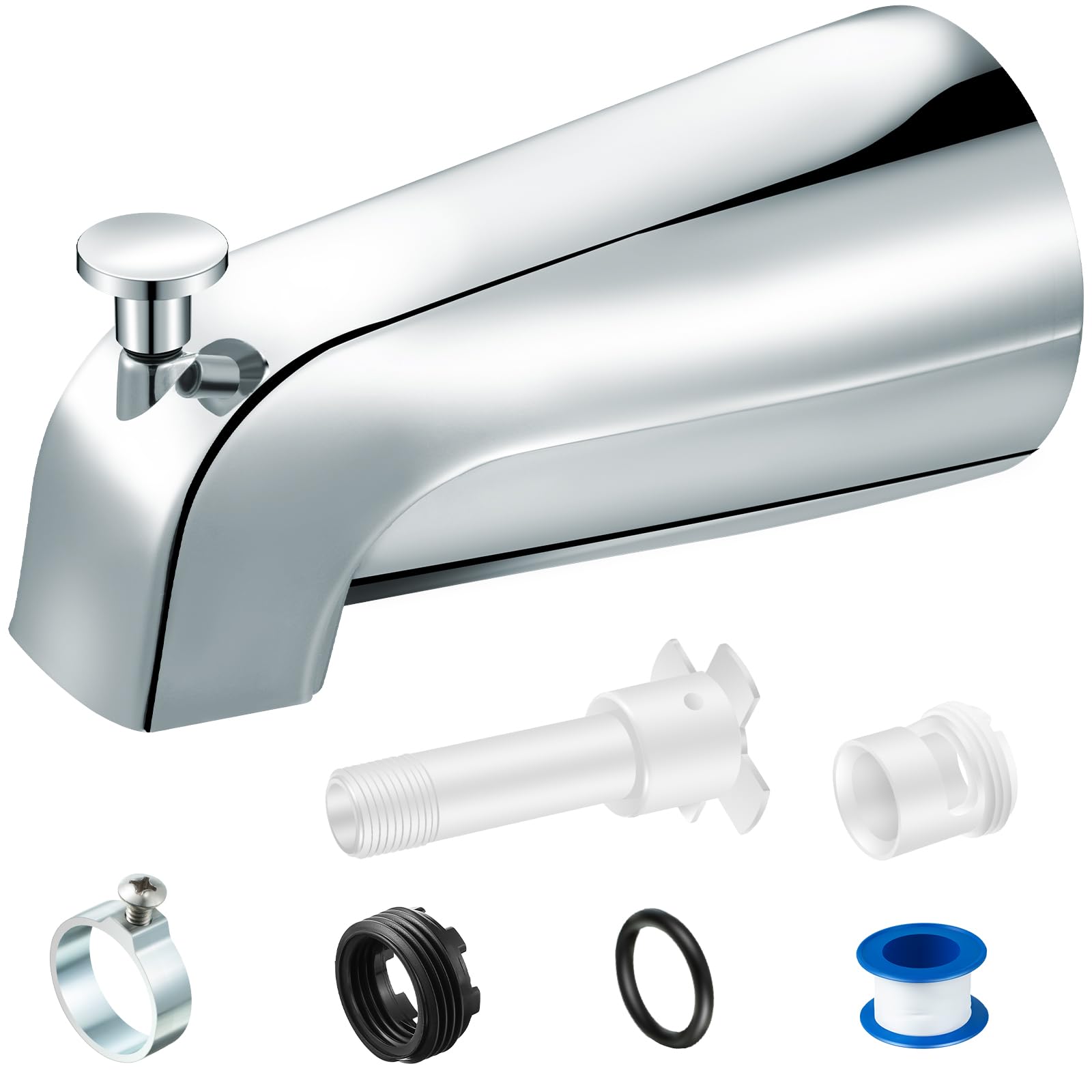 Photo 1 of Enhon Tub Spout with Diverter, Universal Fits 1/2'' Copper Pipe, 1/2'' IPS and 3/4'' IPS, Bathroom Bathtub Tub Faucet Replacement with Adapters (Chrome)