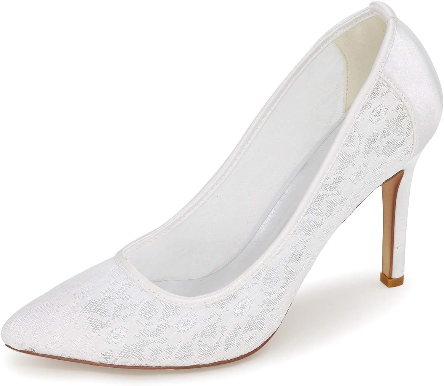 Amazon Co Jp 女性の結婚式の靴 とがったハイヒールの浅い口の女性のレースの結婚式の靴 女性のスチレットヒールの靴 シューズ バッグ