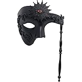 Thmyo Handheld Half Face Men's Phantom Of The Opera Vintage Venetian Carnival Masquerade Mask with Holding Stick