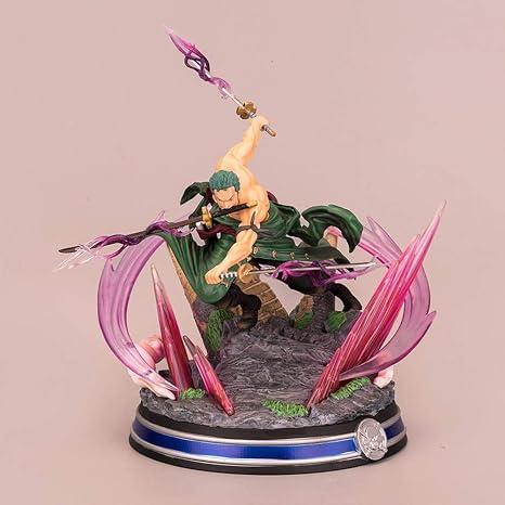 Amazon Co Jp 人形 アクションフィギュアワンピースゾロ3刀の戦いシーンアニメキャラクター像の装飾のおもちゃ 贈り物 ホーム キッチン