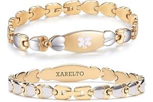 LinnaLove Medical alert Bracelet for Women-7 1/2 inches Fashion Double Heart Medical bracelets