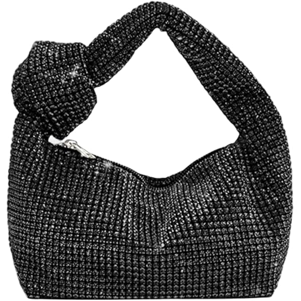 Miuco Women Knotted Handbag Sparkly Rhinestone Hobo Dumpling Miuco Women Knotted Handbag Sparkly Rhinestone Hobo Dumpling
