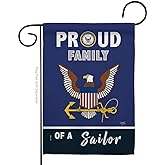 Proud Family Sailor Garden Flag - Armed Forces Navy USN Seabee United State American Military Veteran Retire Official - House Decoration Banner Small Yard Gift Double-Sided Made In USA 13 X 18.5