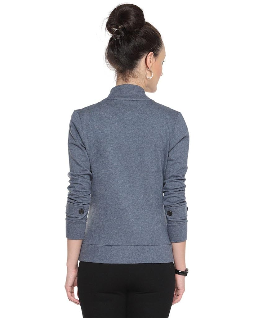 campus sutra denim women's cotton buttoned structured blazer