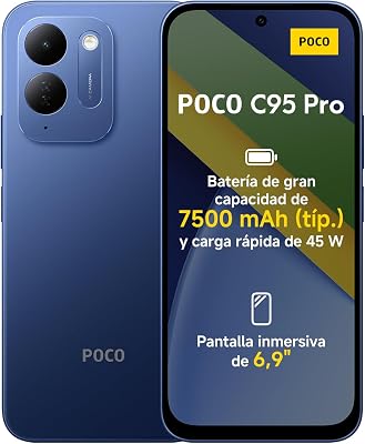 Poco C95 Pro, 8+256 GB Smartphone, azul, 7500 mAh e 45 W de carga