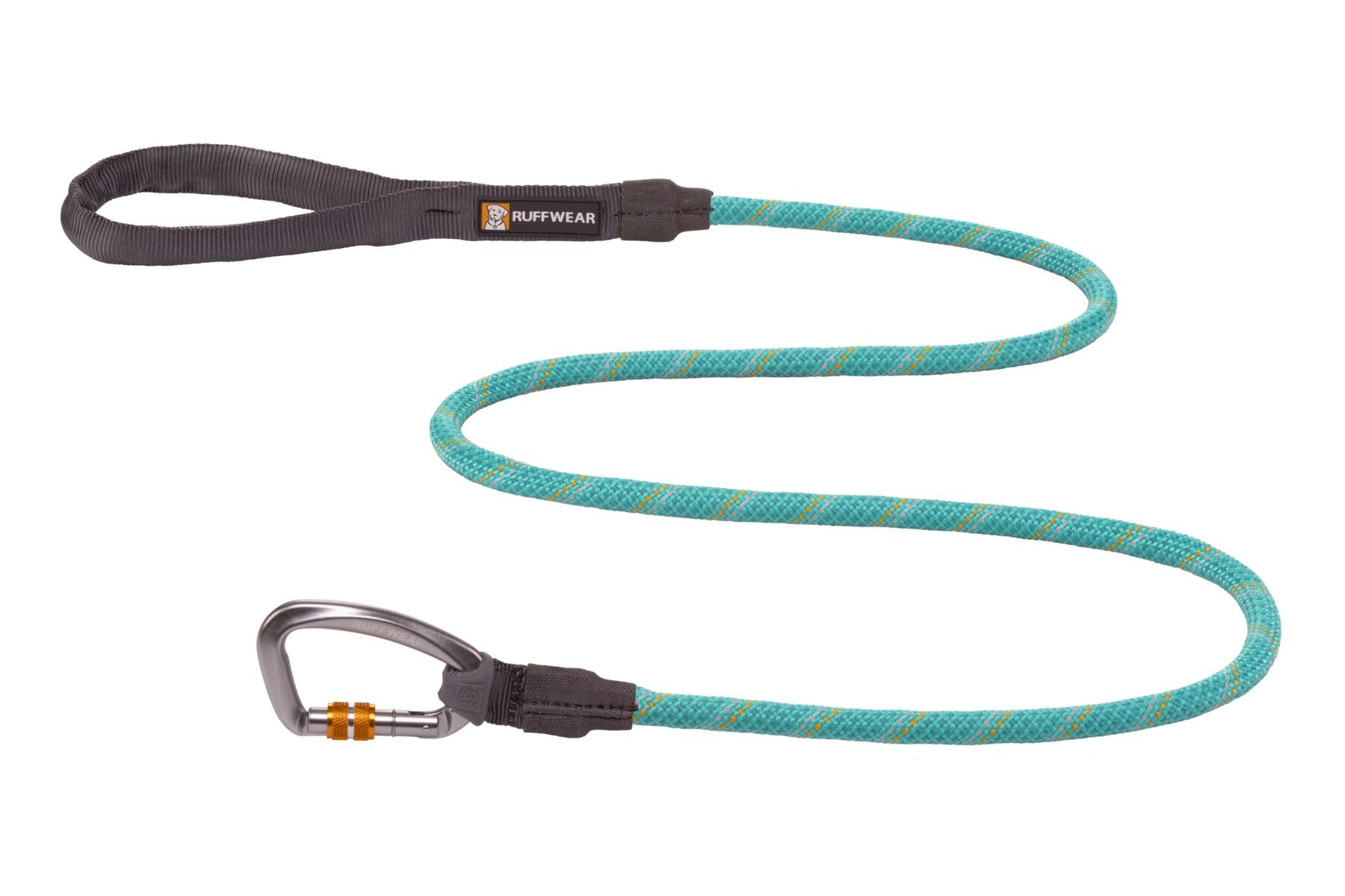 RUFFWEAR Knot-a-Leash, Reflective Rope Dog Lead with Locking Carabiner, 5ft (1.5m) Long, 11mm Thick, Aurora Teal