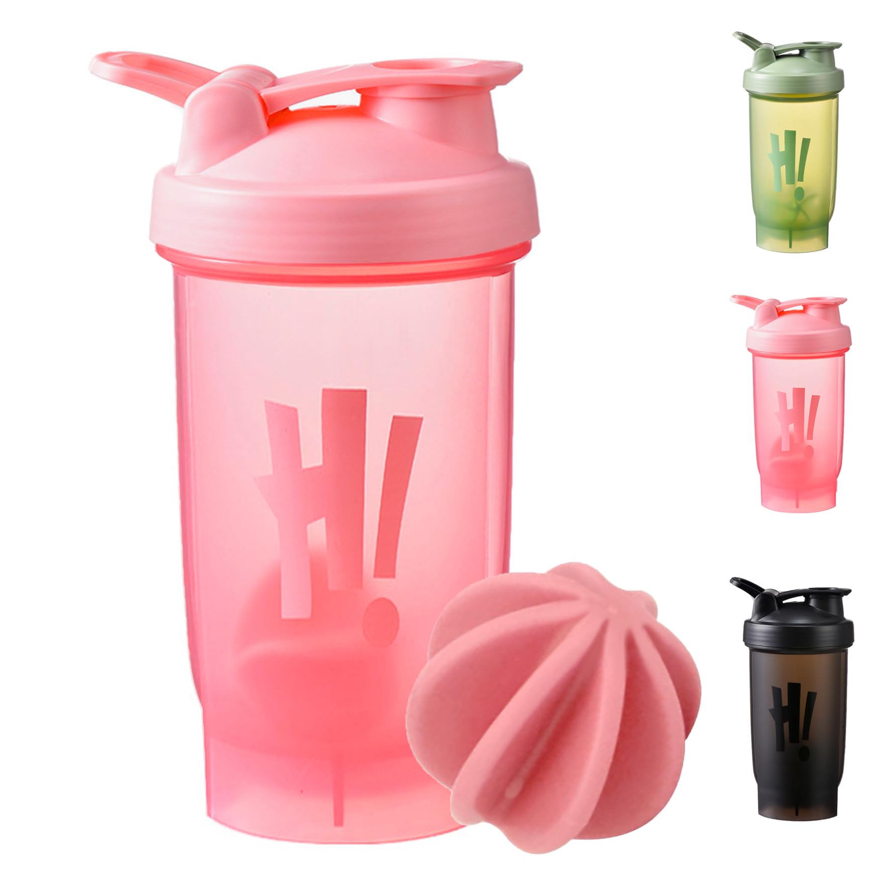 KANGSIT Protein Shaker Bottle with Mixing Ball, BPA- and DEHP-free, Leakproof Flip On Lid- Protein & Supplement Shaker Bottle 700ml (Pink)