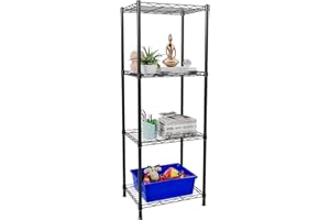 YisanCrafts 4 Tier Fixed Layer Spacing Storage Shelf Metal Storage Rack Wire Shelving Unit Storage Shelves Metal 528Lbs Capacity 17" L x 13" W x 47" H for Pantry Closet Kitchen Laundry Black