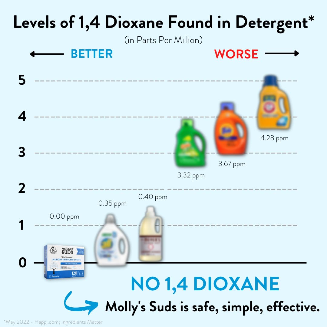 Molly’s Suds Laundry Detergent Sheets | Gentle on Sensitive Skin, Powerful Bio-Based Enzymes, Stain-Fighting | Liquidless & Plastic-Free Packaging | 120 Loads (Ocean Mist)