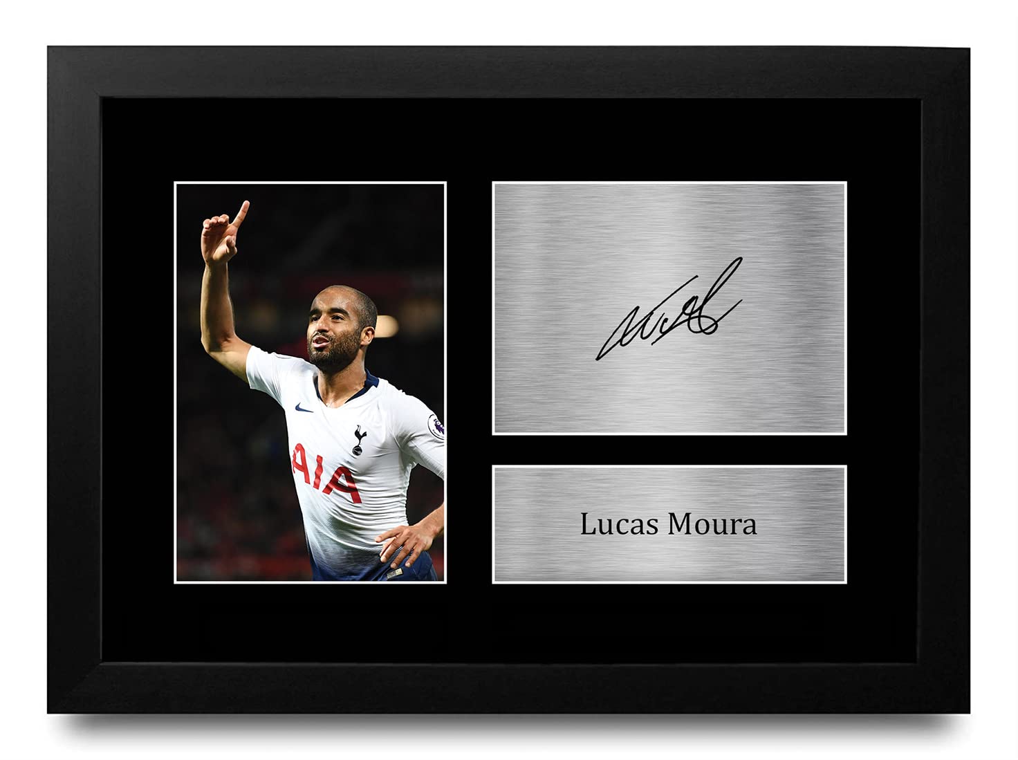 HWC Trading FR A4 Lucas Moura Tottenham Hotspurs Gifts Printed Signed Autograph Picture for Football Fans and Supporters - A4 Framed